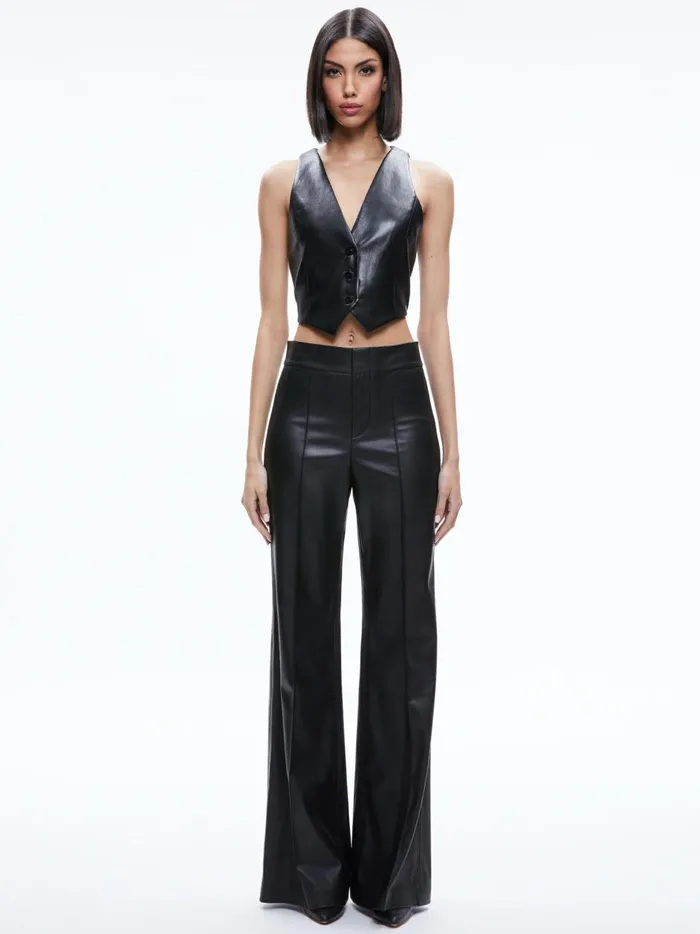 Womens Tops Alice Olivia Donna Vegan Leather Vest Black