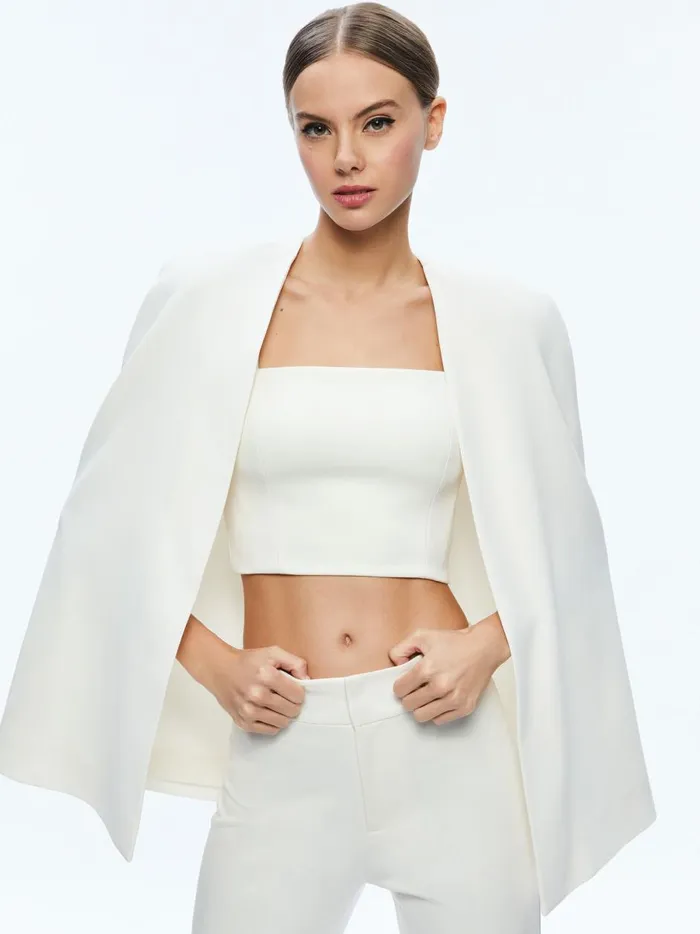 Womens Tops Alice Olivia Marica Square Neck Cape Top Ecru