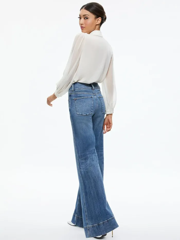 Womens Tops Alice Olivia Roanne Blouson Sleeve Button Down Ecru