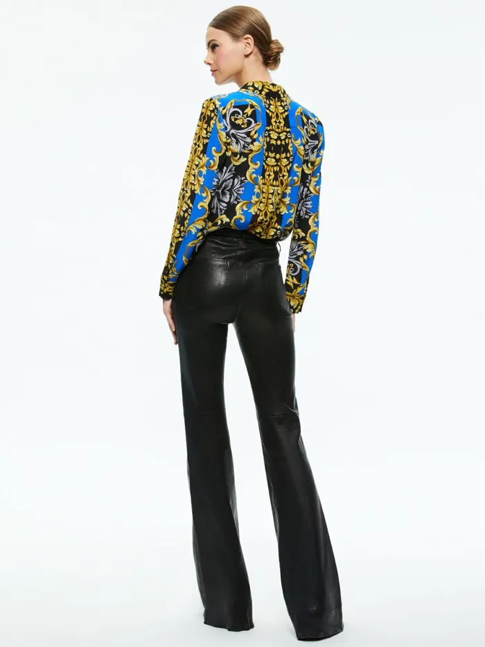 Womens Tops Alice Olivia Willa Placket Top Regal Romance Sapphire