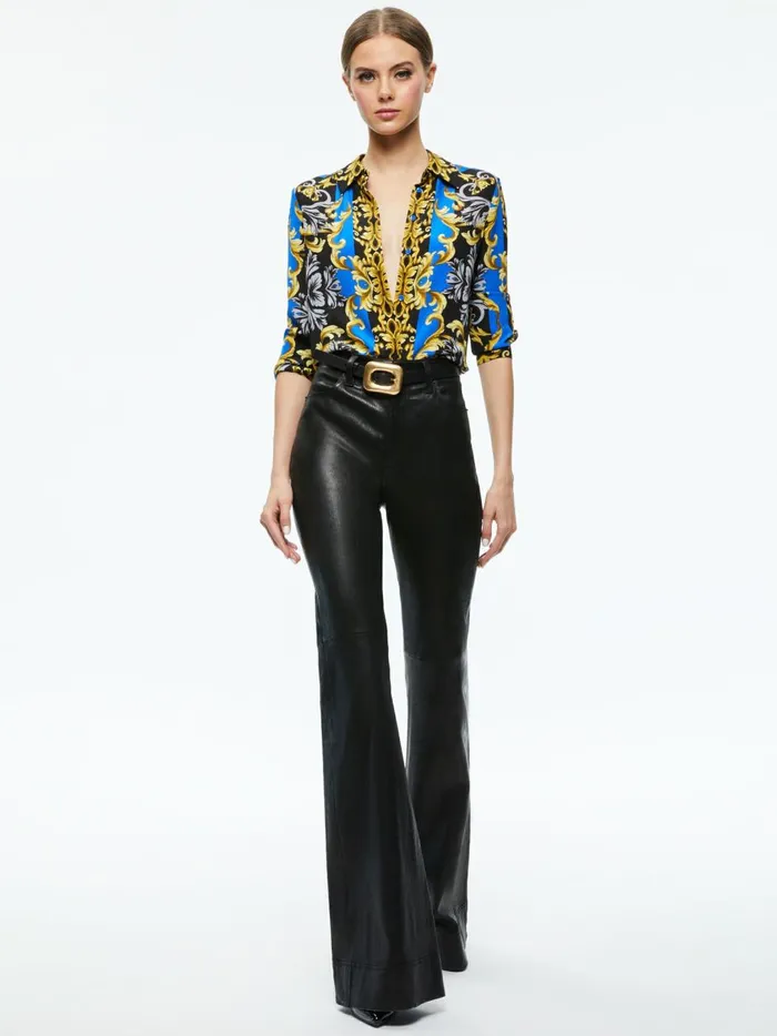 Womens Tops Alice Olivia Willa Placket Top Regal Romance Sapphire