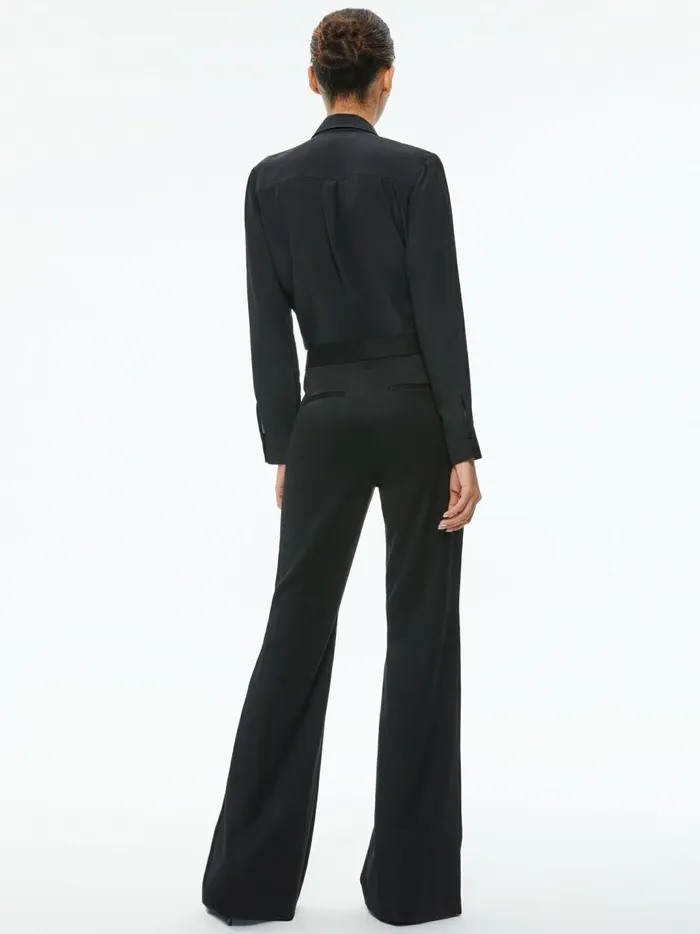 Womens Tops Alice Olivia Willa Placket Top With Tie Blackblack