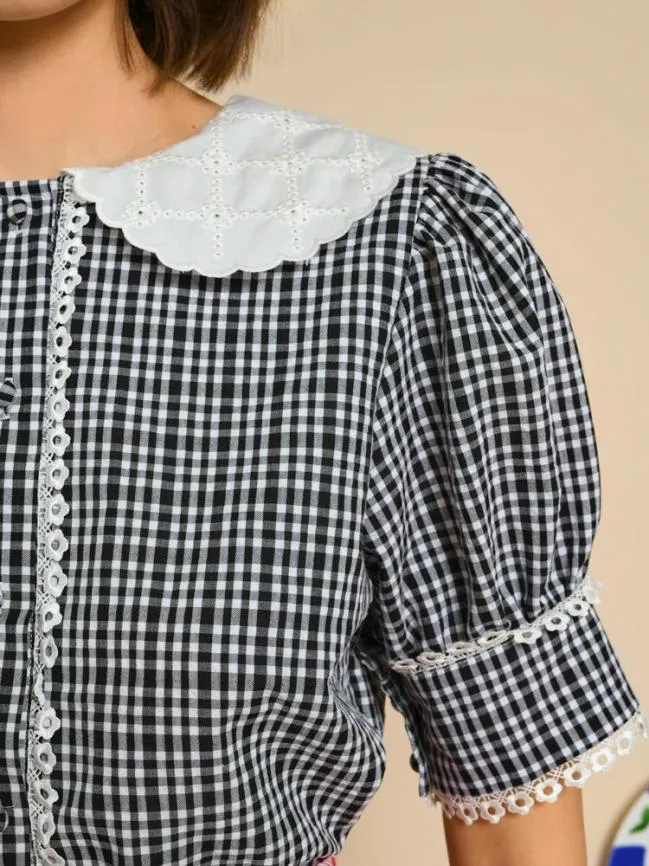 Womenswear Candia Check Blouse Black And White Sister Jane Womenswear Candia Check Blouse Black And White Sister Jane