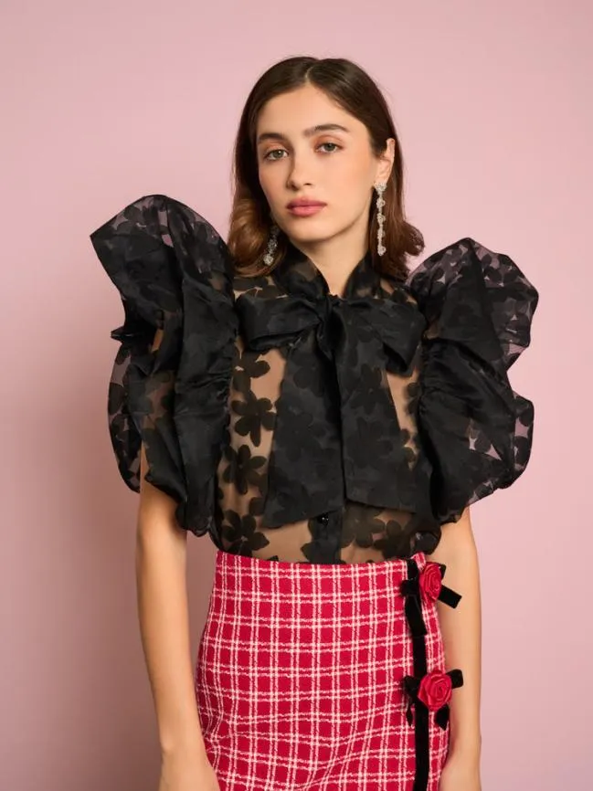 Womenswear Dahlia Organza Top Black Cool Sister Jane