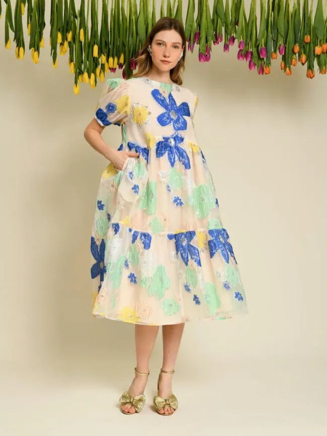 Womenswear DREAM Fenna Floral Organza Dress Pearled Ivory Sister Jane