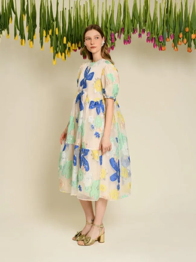 Womenswear DREAM Fenna Floral Organza Dress Pearled Ivory Sister Jane