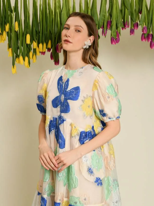 Womenswear DREAM Fenna Floral Organza Dress Pearled Ivory Sister Jane