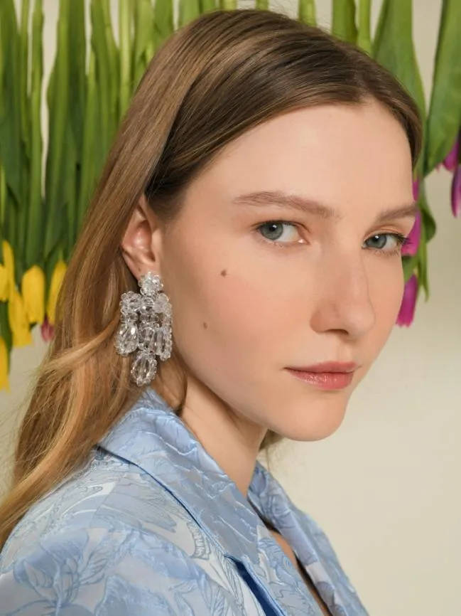 Womenswear DREAM Fleur Bead Earrings Clear White Sister Jane Womenswear DREAM Fleur Bead Earrings Clear White Sister Jane