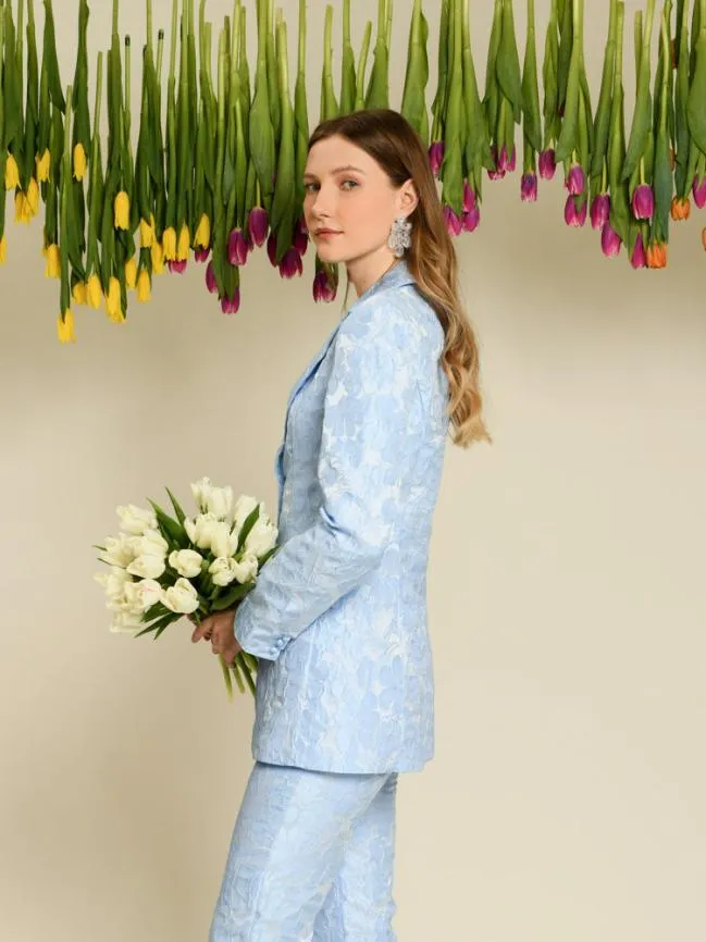 Womenswear DREAM Fleur Jacquard Embellished Blazer Cornflower Blue Sister Jane Womenswear DREAM Fleur Jacquard Embellished Blazer Cornflower Blue Sister Jane