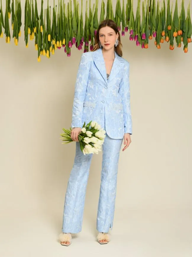 Womenswear DREAM Fleur Jacquard Embellished Blazer Cornflower Blue Sister Jane Womenswear DREAM Fleur Jacquard Embellished Blazer Cornflower Blue Sister Jane