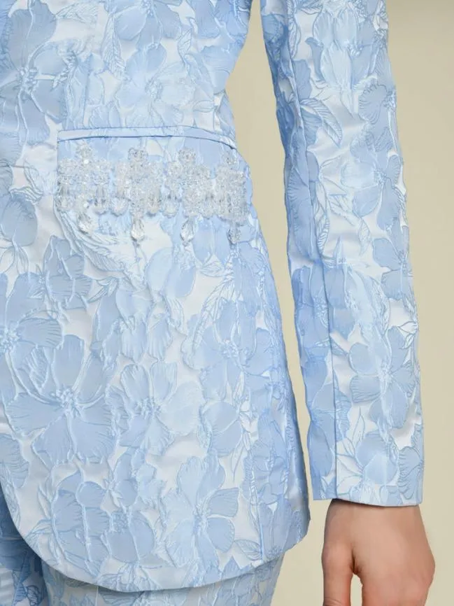 Womenswear DREAM Fleur Jacquard Embellished Blazer Cornflower Blue Sister Jane Womenswear DREAM Fleur Jacquard Embellished Blazer Cornflower Blue Sister Jane