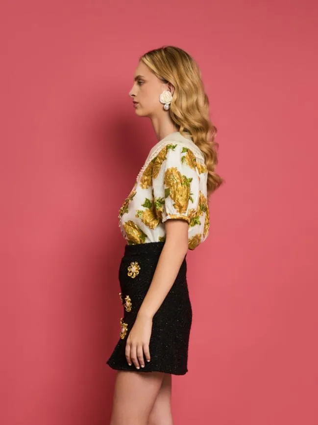 Womenswear DREAM Golden Jacquard Blouse Pearl Ivory Sister Jane Womenswear DREAM Golden Jacquard Blouse Pearl Ivory Sister Jane
