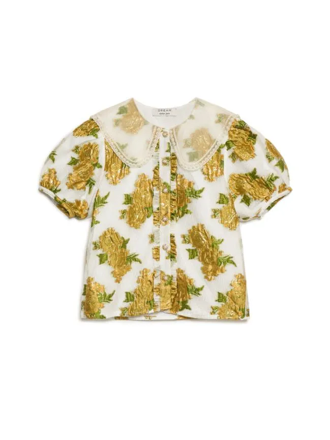 Womenswear DREAM Golden Jacquard Blouse Pearl Ivory Sister Jane Womenswear DREAM Golden Jacquard Blouse Pearl Ivory Sister Jane
