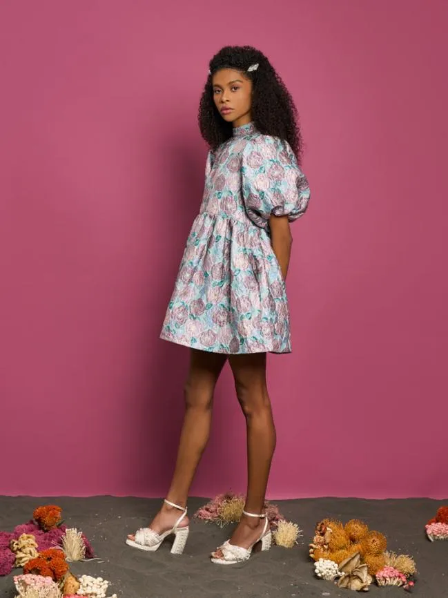 Womenswear DREAM Iceland Poppy Jacquard Dress Turquoise Blue Sister Jane Womenswear DREAM Iceland Poppy Jacquard Dress Turquoise Blue Sister Jane