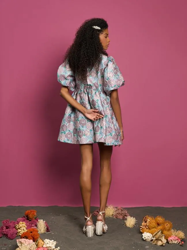 Womenswear DREAM Iceland Poppy Jacquard Dress Turquoise Blue Sister Jane Womenswear DREAM Iceland Poppy Jacquard Dress Turquoise Blue Sister Jane