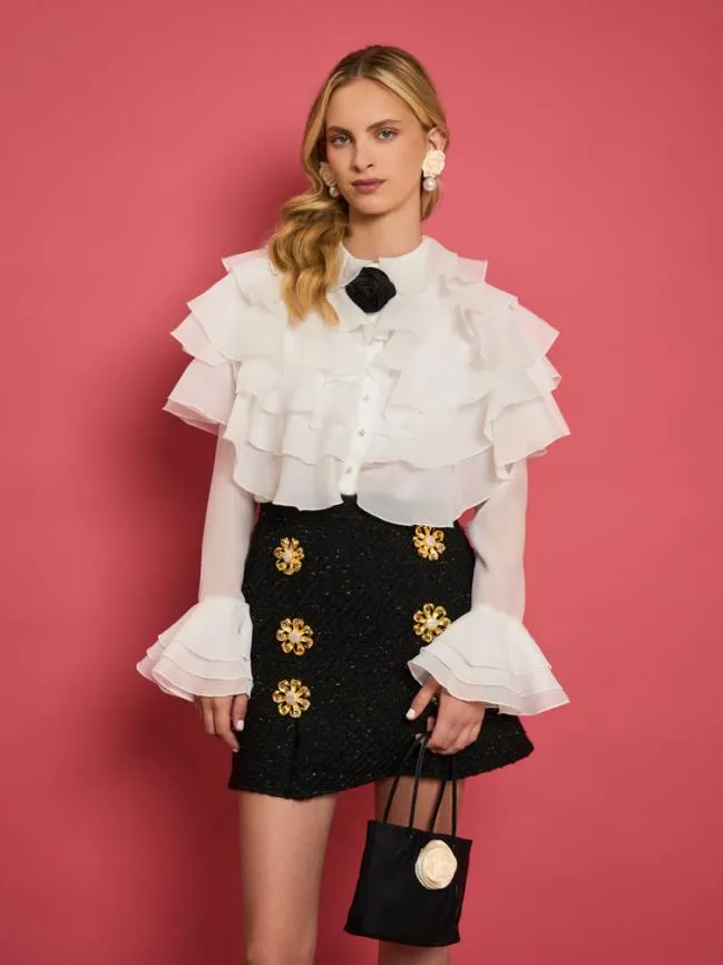 Womenswear DREAM Maya Organza Ruffle Top Bright White Sister Jane