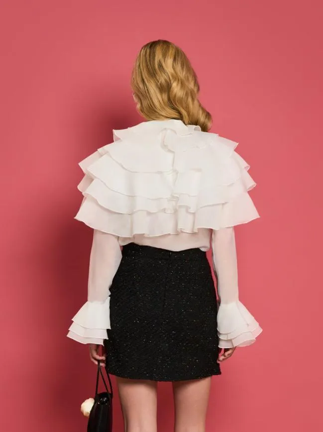 Womenswear DREAM Maya Organza Ruffle Top Bright White Sister Jane Womenswear DREAM Maya Organza Ruffle Top Bright White Sister Jane