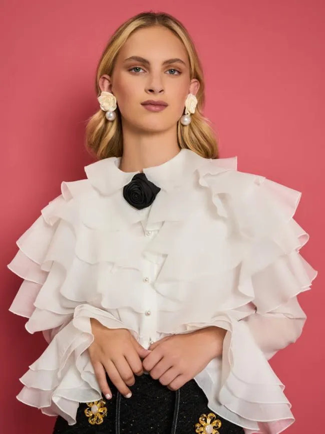 Womenswear DREAM Maya Organza Ruffle Top Bright White Sister Jane Womenswear DREAM Maya Organza Ruffle Top Bright White Sister Jane
