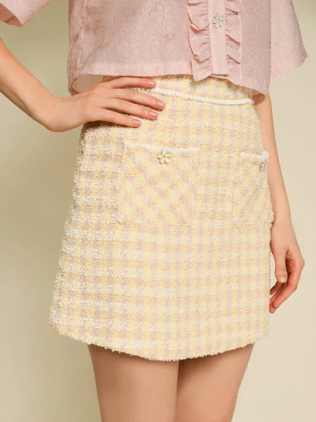 Womenswear DREAM Meadow Check Tweed Skirt Cornsilk Yellow Sister Jane Womenswear DREAM Meadow Check Tweed Skirt Cornsilk Yellow Sister Jane