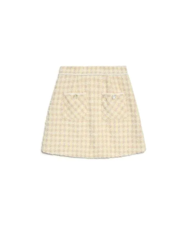 Womenswear DREAM Meadow Check Tweed Skirt Cornsilk Yellow Sister Jane Womenswear DREAM Meadow Check Tweed Skirt Cornsilk Yellow Sister Jane