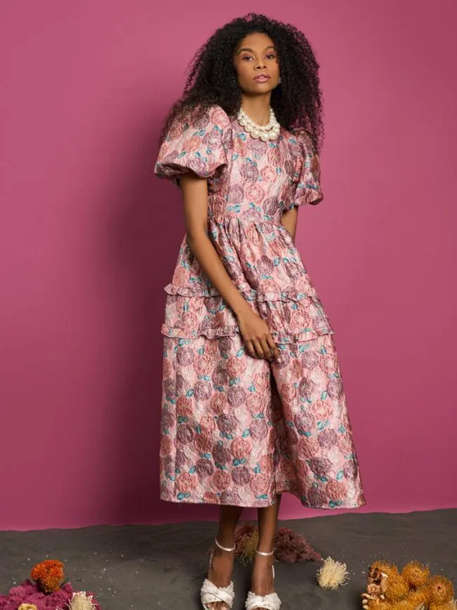 Womenswear DREAM Nerissa Jacquard Midi Dress Blush Pink Sister Jane