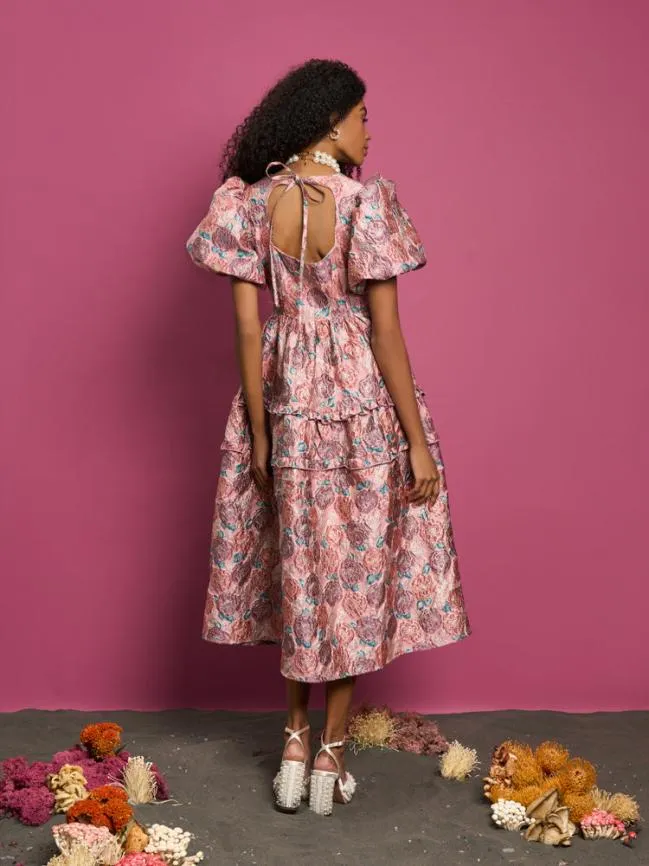 Womenswear DREAM Nerissa Jacquard Midi Dress Blush Pink Sister Jane Womenswear DREAM Nerissa Jacquard Midi Dress Blush Pink Sister Jane