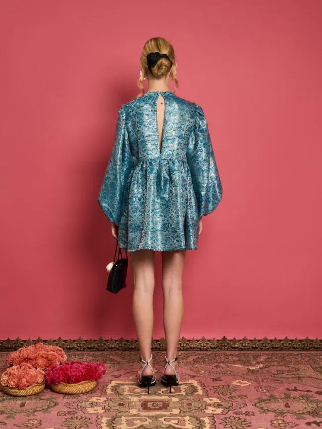 Womenswear DREAM Opal Fleur Jacquard Mini Dress Backpack Blue Sister Jane Womenswear DREAM Opal Fleur Jacquard Mini Dress Backpack Blue Sister Jane