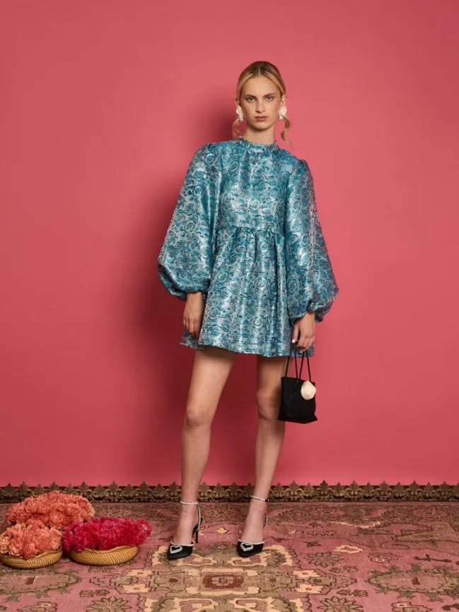 Womenswear DREAM Opal Fleur Jacquard Mini Dress Backpack Blue Sister Jane Womenswear DREAM Opal Fleur Jacquard Mini Dress Backpack Blue Sister Jane