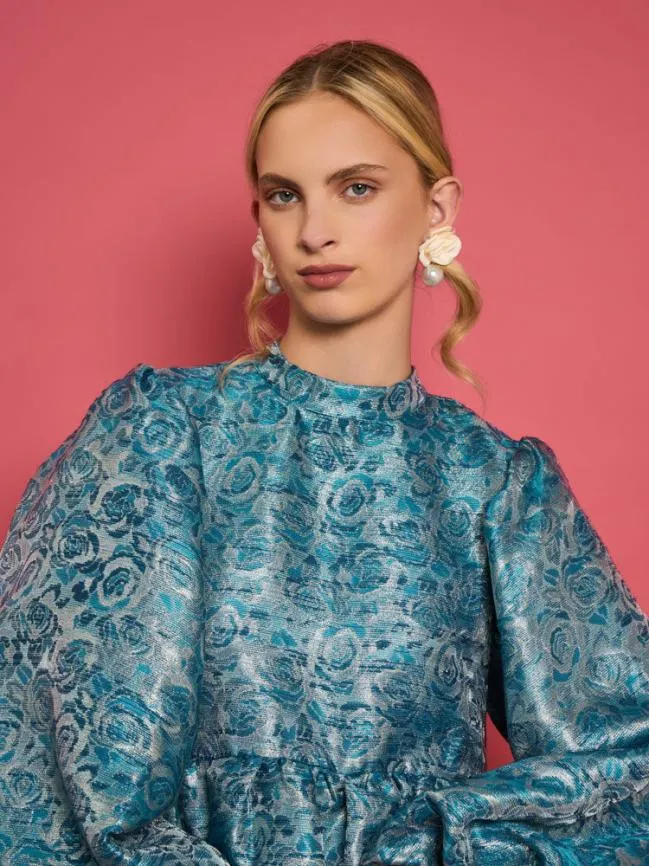 Womenswear DREAM Opal Fleur Jacquard Mini Dress Backpack Blue Sister Jane Womenswear DREAM Opal Fleur Jacquard Mini Dress Backpack Blue Sister Jane