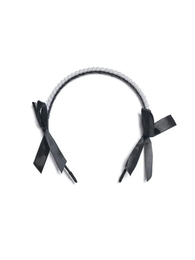 Womenswear DREAM Petal Pearl Bow Headband Coal Black Sister Jane