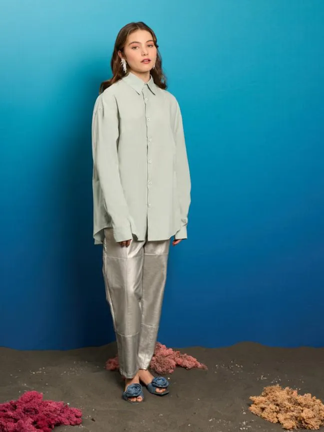 Womenswear Eddie Metallic Trousers Silver Sister Jane Womenswear Eddie Metallic Trousers Silver Sister Jane