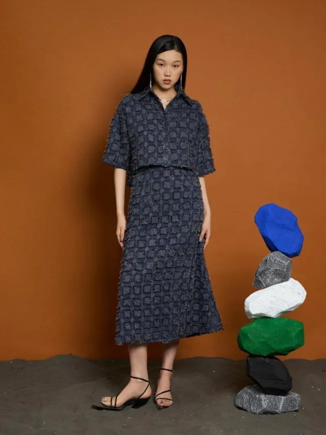 Womenswear Ghospell Esther Fray Boxy Shirt Aegean Blue Sister Jane