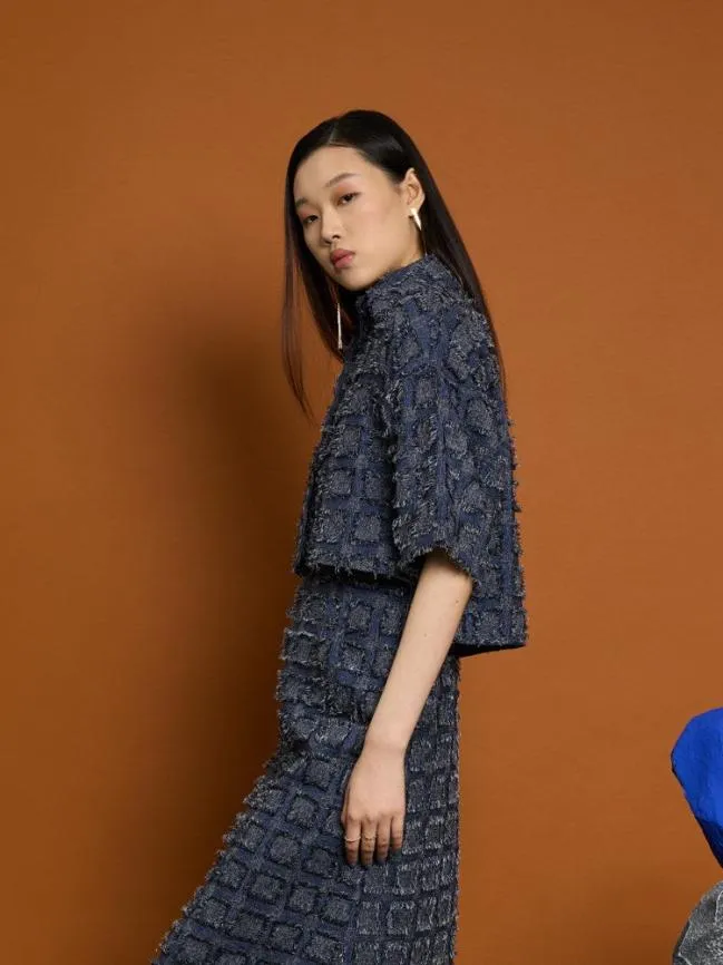 Womenswear Ghospell Esther Fray Boxy Shirt Aegean Blue Sister Jane