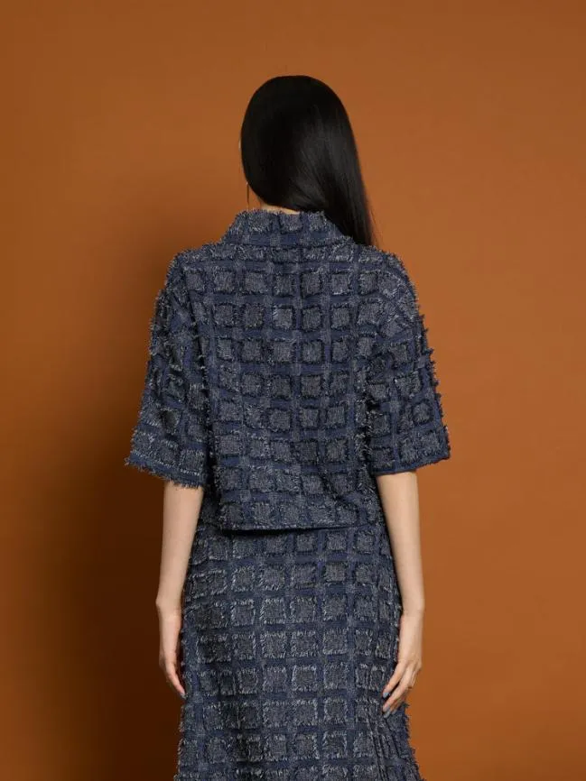 Womenswear Ghospell Esther Fray Boxy Shirt Aegean Blue Sister Jane