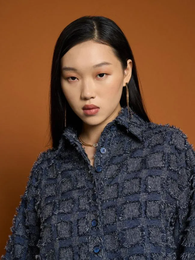 Womenswear Ghospell Esther Fray Boxy Shirt Aegean Blue Sister Jane