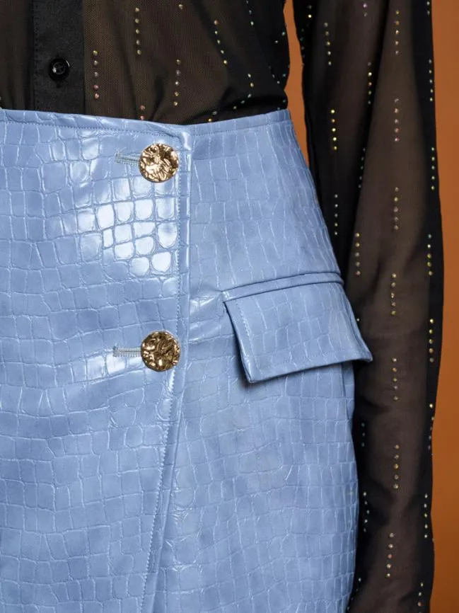 Womenswear Ghospell Nix PU Mini Skirt Stone Blue Sister Jane Womenswear Ghospell Nix PU Mini Skirt Stone Blue Sister Jane