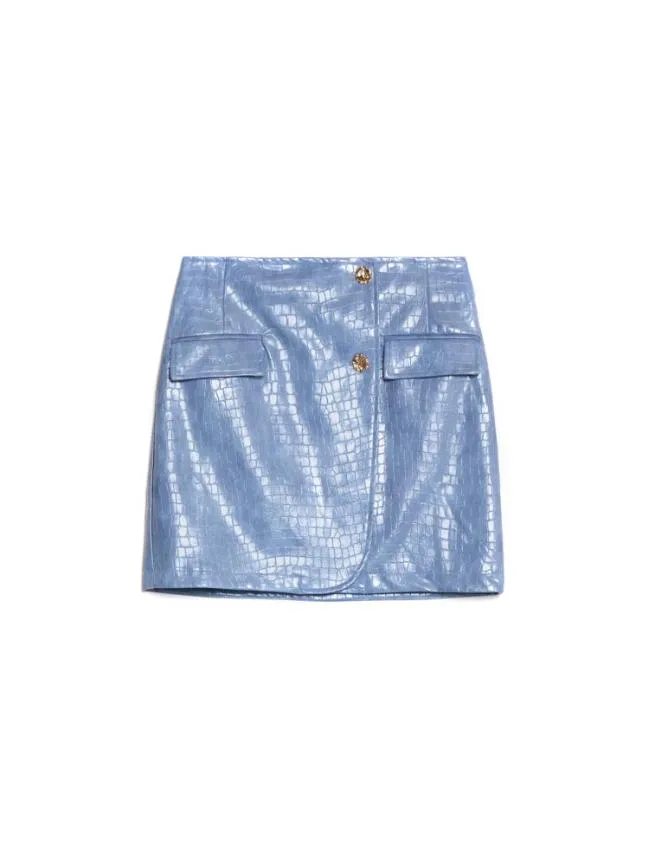 Womenswear Ghospell Nix PU Mini Skirt Stone Blue Sister Jane Womenswear Ghospell Nix PU Mini Skirt Stone Blue Sister Jane