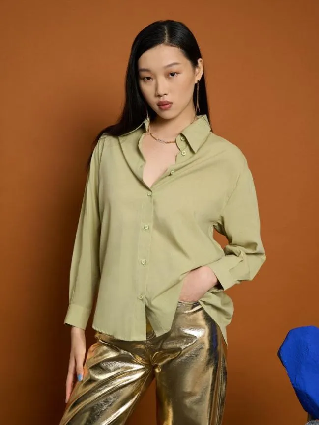 Womenswear Ghospell Sloan Oversized Shirt Sage Green Sister Jane