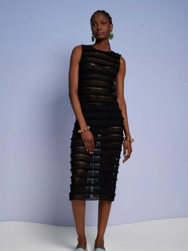 Womenswear Ghospell Tamsin Fray Crochet Dress Coal Black Sister Jane