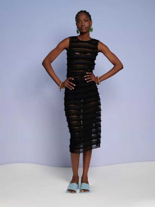 Womenswear Ghospell Tamsin Fray Crochet Dress Coal Black Sister Jane