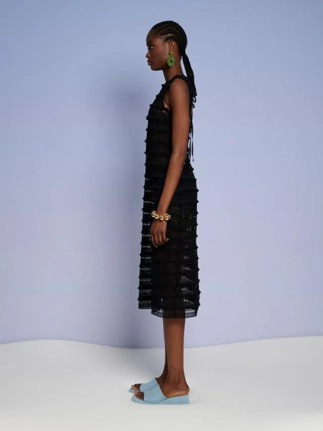 Womenswear Ghospell Tamsin Fray Crochet Dress Coal Black Sister Jane