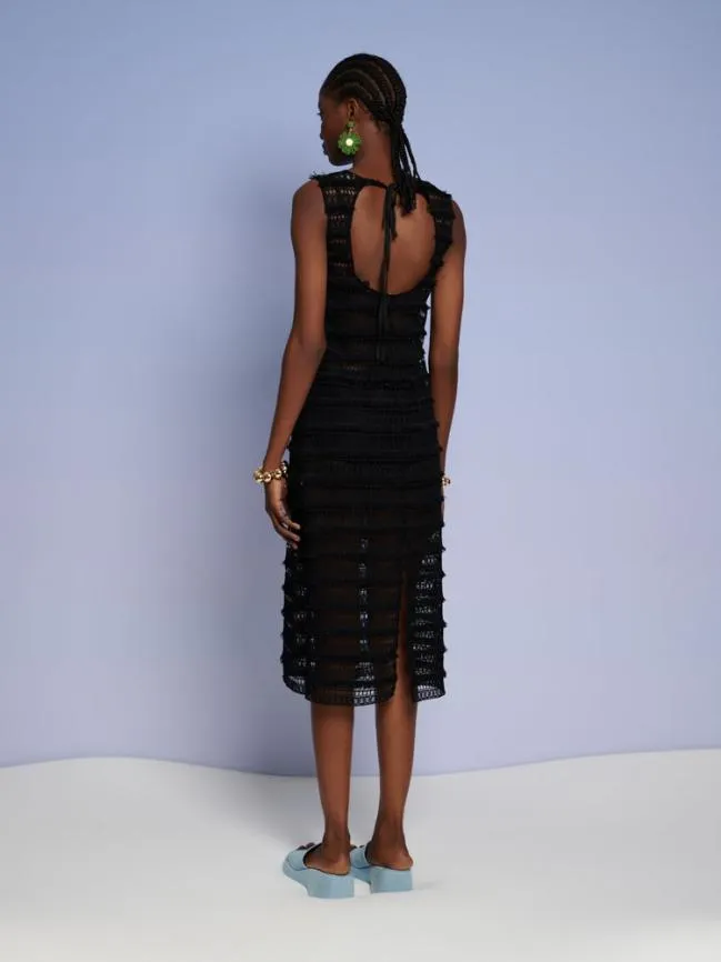 Womenswear Ghospell Tamsin Fray Crochet Dress Coal Black Sister Jane
