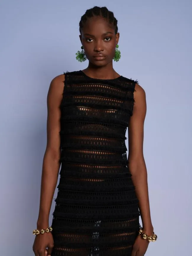 Womenswear Ghospell Tamsin Fray Crochet Dress Coal Black Sister Jane
