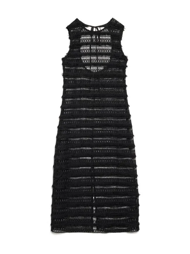 Womenswear Ghospell Tamsin Fray Crochet Dress Coal Black Sister Jane