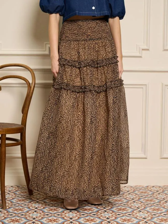 Womenswear Lisette Organza Midi Skirt Leopard Sister Jane