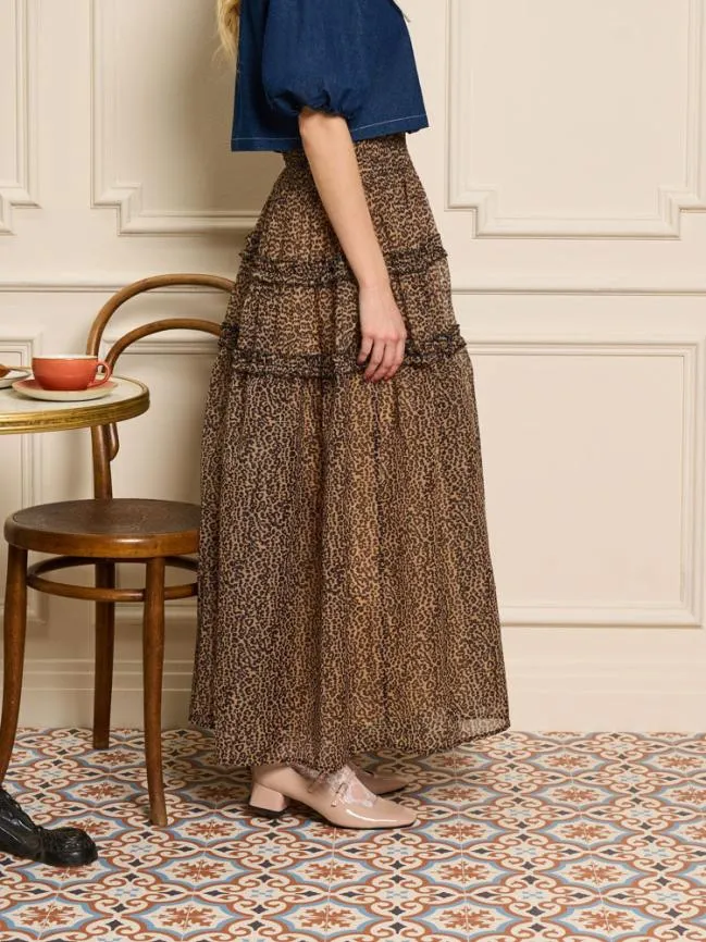 Womenswear Lisette Organza Midi Skirt Leopard Sister Jane Womenswear Lisette Organza Midi Skirt Leopard Sister Jane