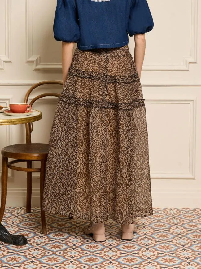 Womenswear Lisette Organza Midi Skirt Leopard Sister Jane Womenswear Lisette Organza Midi Skirt Leopard Sister Jane