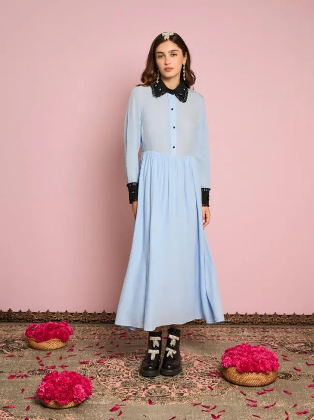 Womenswear Naila Flower Trim Dress Halogen Blue Sister Jane Womenswear Naila Flower Trim Dress Halogen Blue Sister Jane