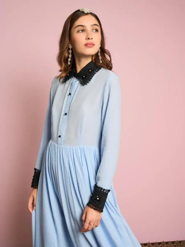 Womenswear Naila Flower Trim Dress Halogen Blue Sister Jane Womenswear Naila Flower Trim Dress Halogen Blue Sister Jane