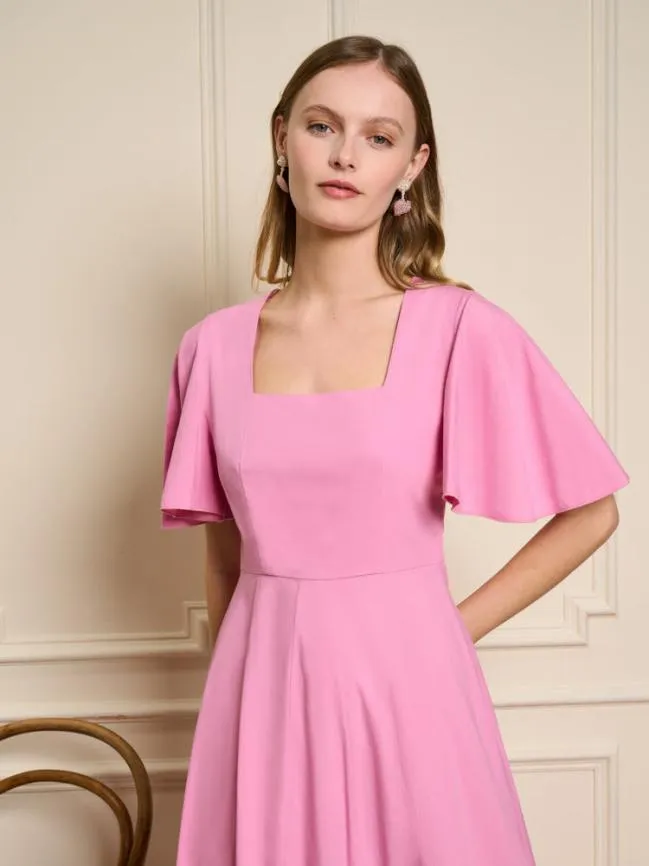 Womenswear Noisette Flare Midi Dress Geranium Pink Sister Jane Womenswear Noisette Flare Midi Dress Geranium Pink Sister Jane